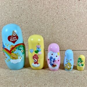 Rare Hard To Find Vintage Care Bears Russian Style 5 Nesting Dolls Complete